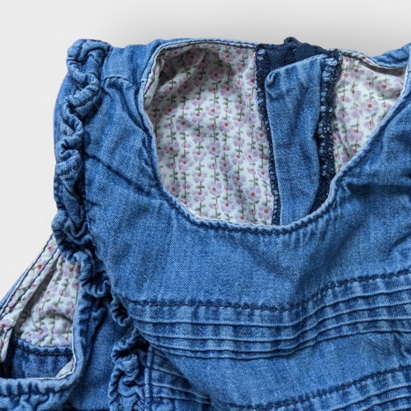 12-18 Months H&M Baby Girl Chambray Romper with Floral Pattern Inside - Picture 4 of 5